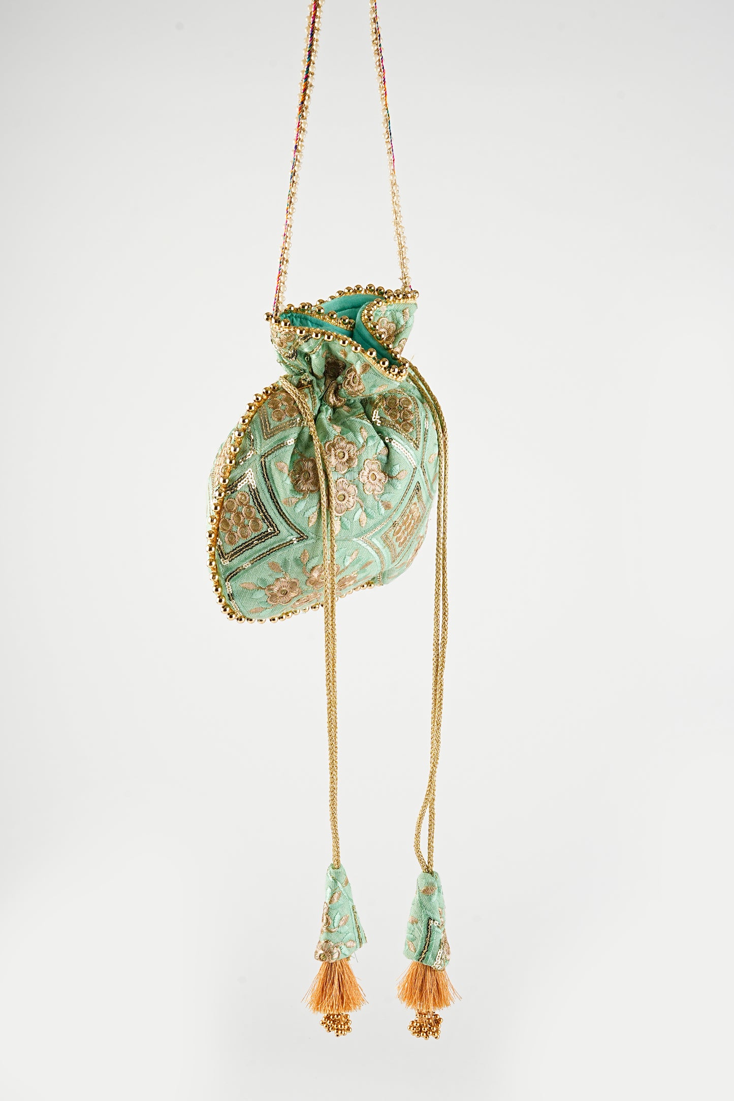 Minty Pastel Embroidered Potli