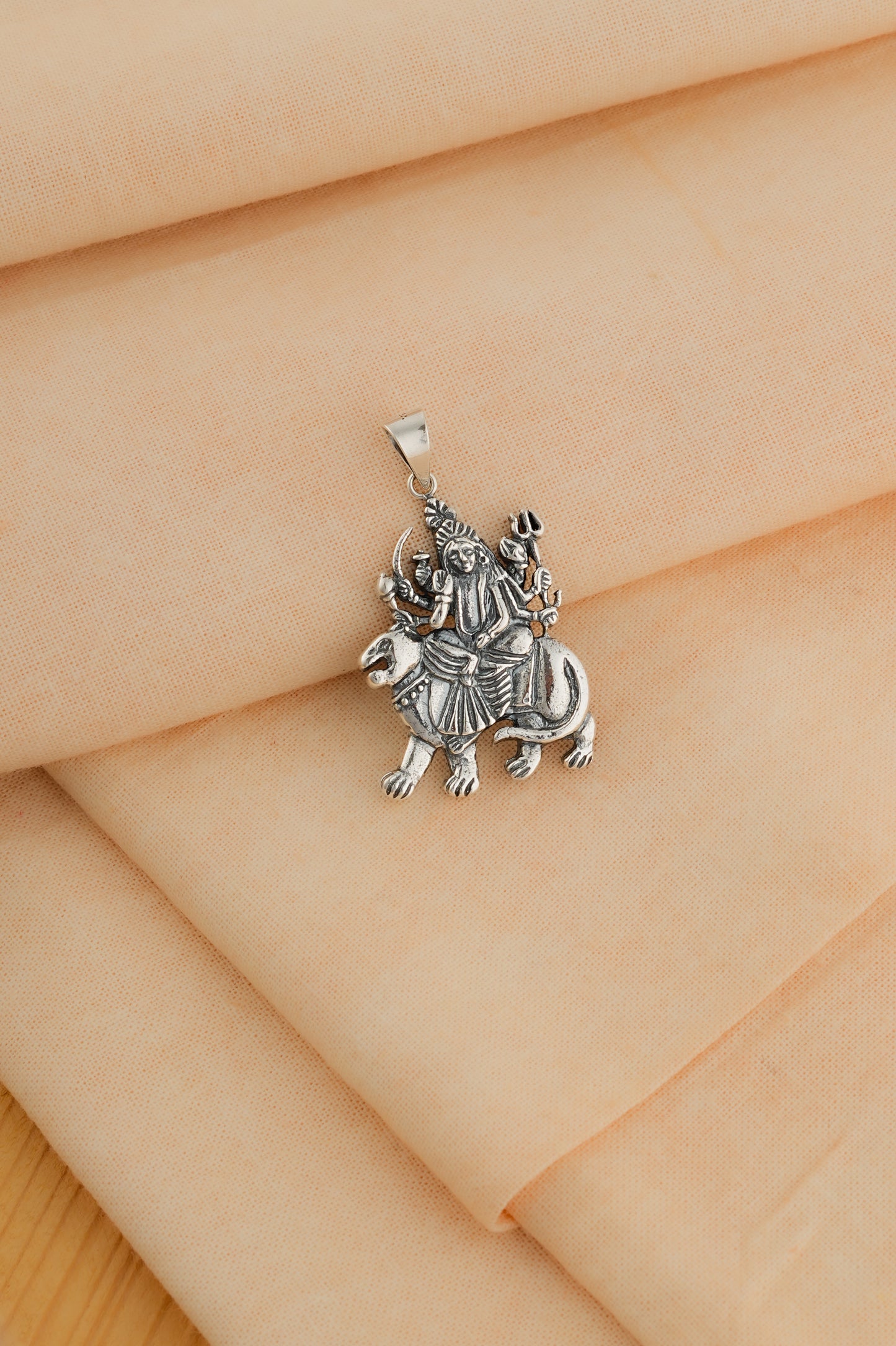Goddess Durga Silver Pendant