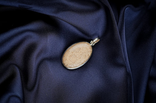 Silver Ammonite Fossil  Pendant