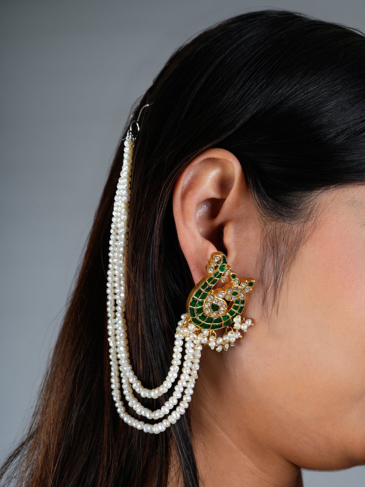 Freshwater Pearls Ear Chains Pair