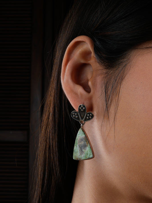 Natural Agates Silver Dangler Earrings