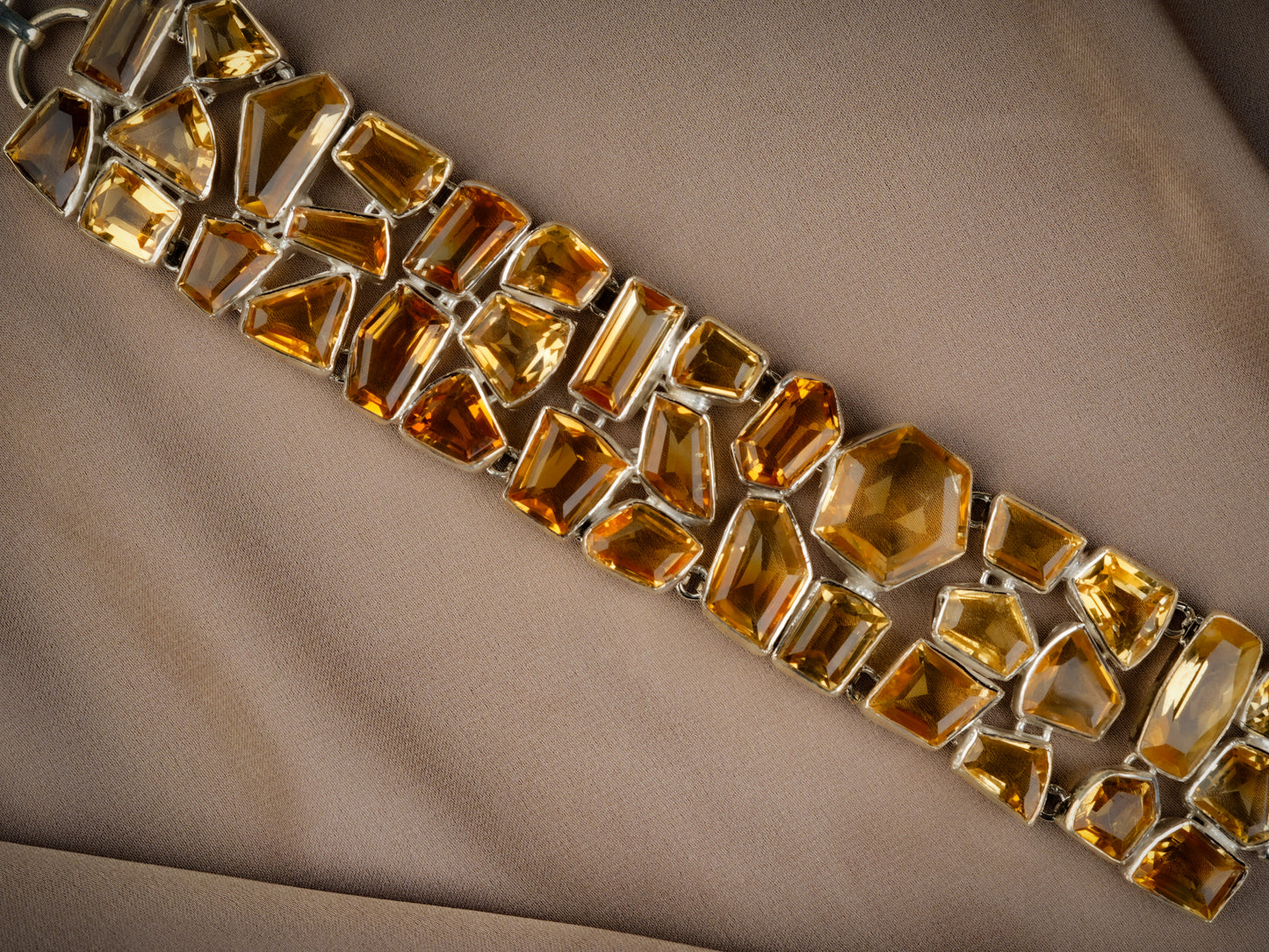 Natural Citrine And Silver Bracelet