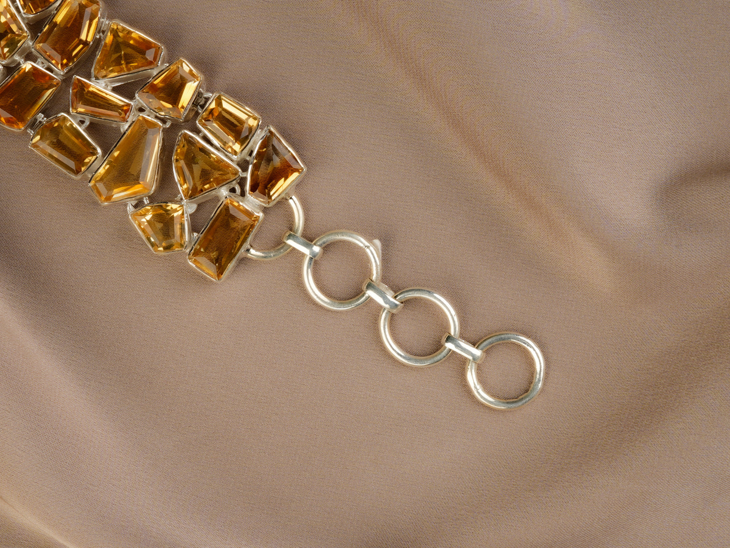 Natural Citrine And Silver Bracelet