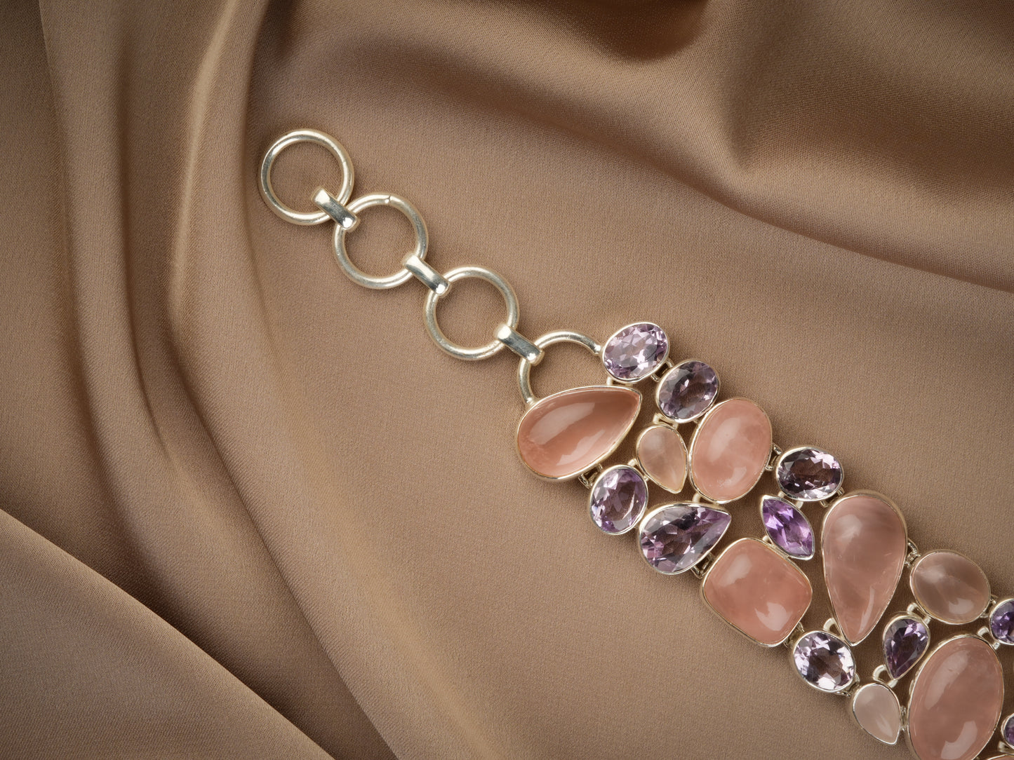 Rose Quartz And Amethyst Unique Bracelet