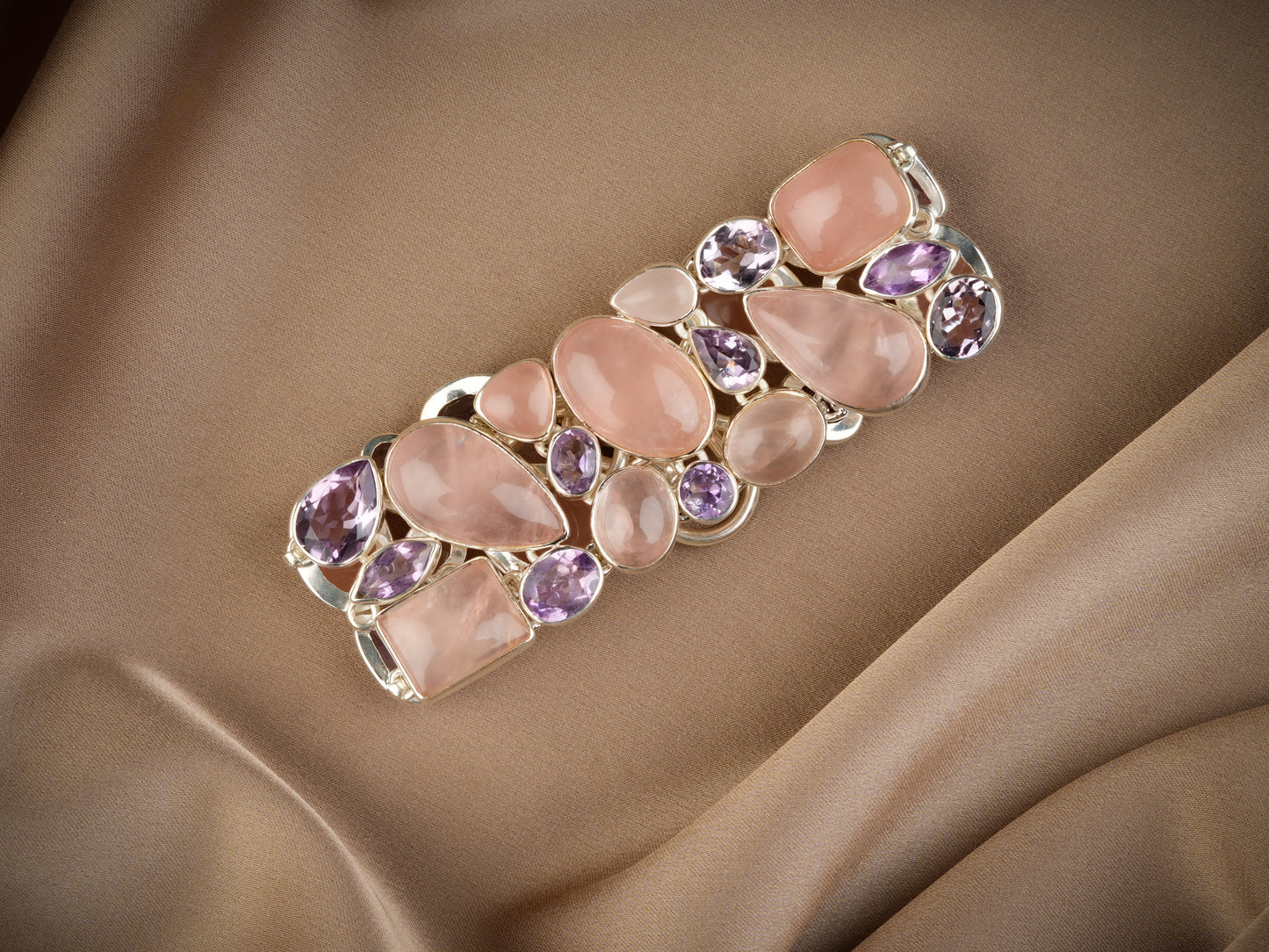 Rose Quartz And Amethyst Unique Bracelet