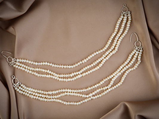 Freshwater Pearls Ear Chains Pair