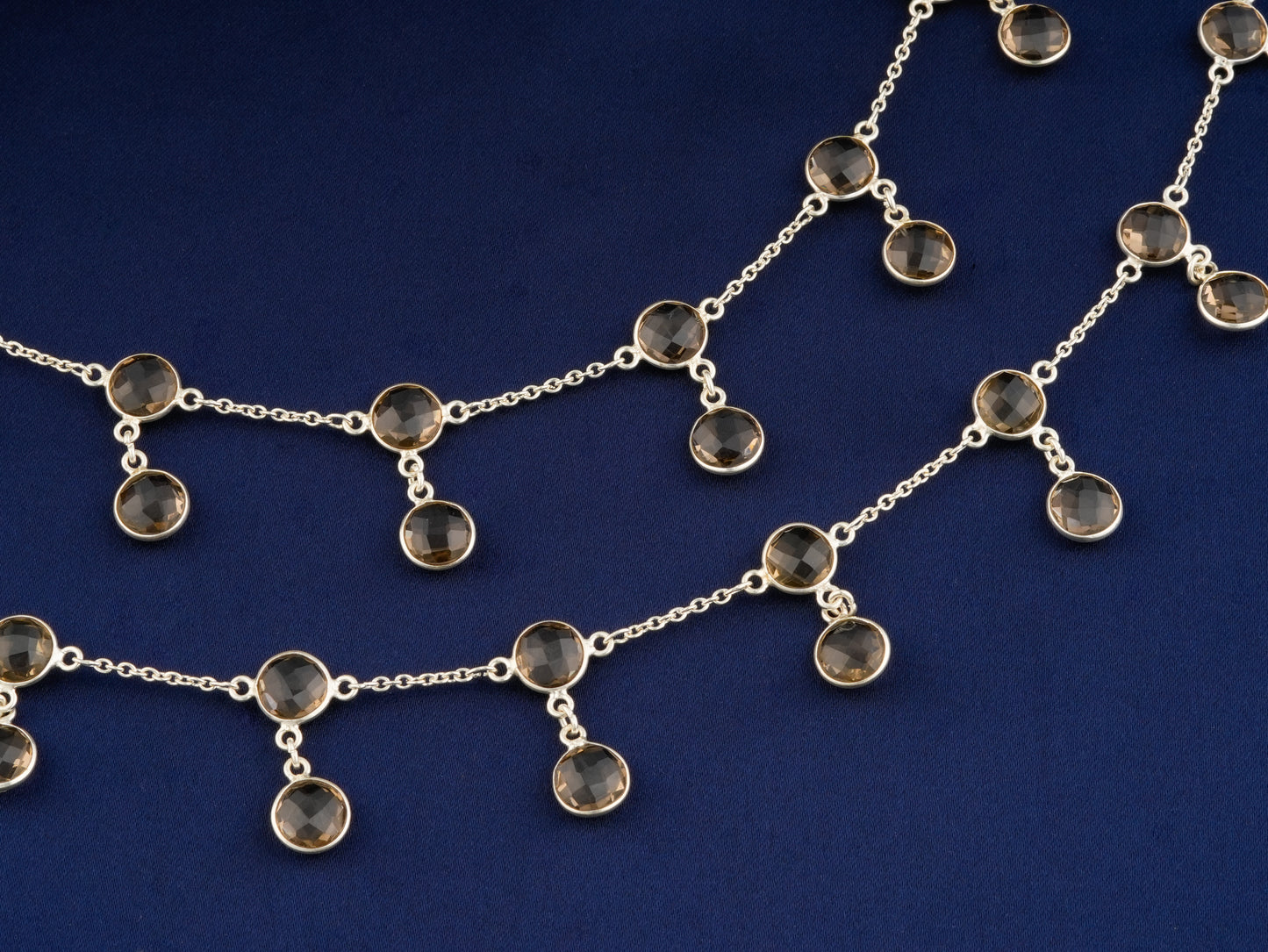 Smoky Quartz Round Drops Anklets