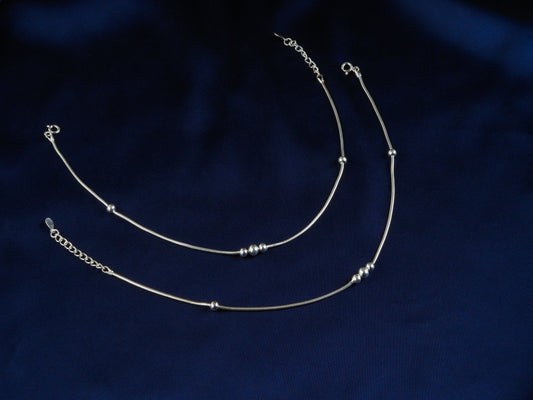 Multi Ball Silver Anklets