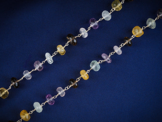 Semi Precious Multi Stone Silver Anklets