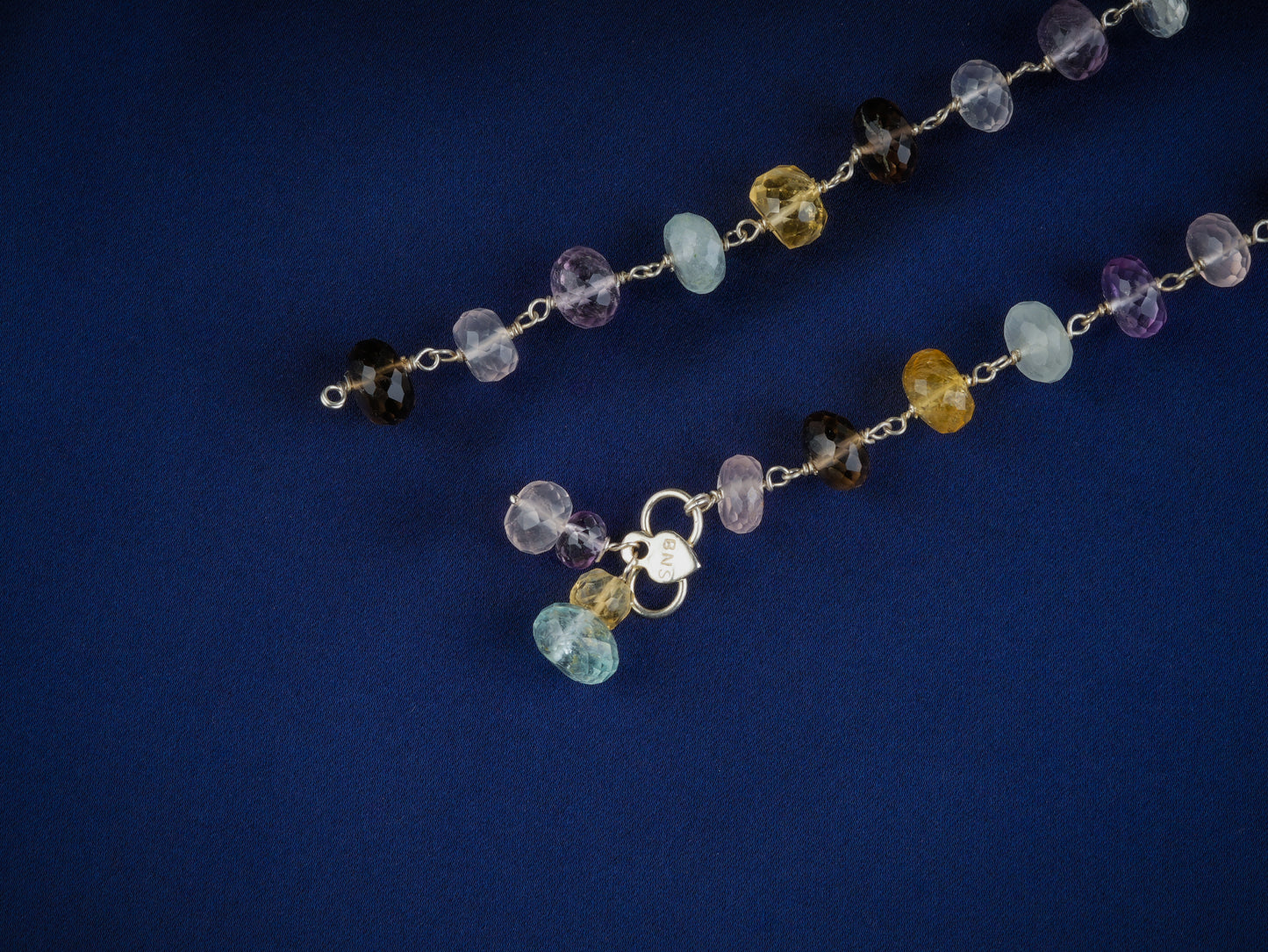 Semi Precious Multi Stone Silver Anklets