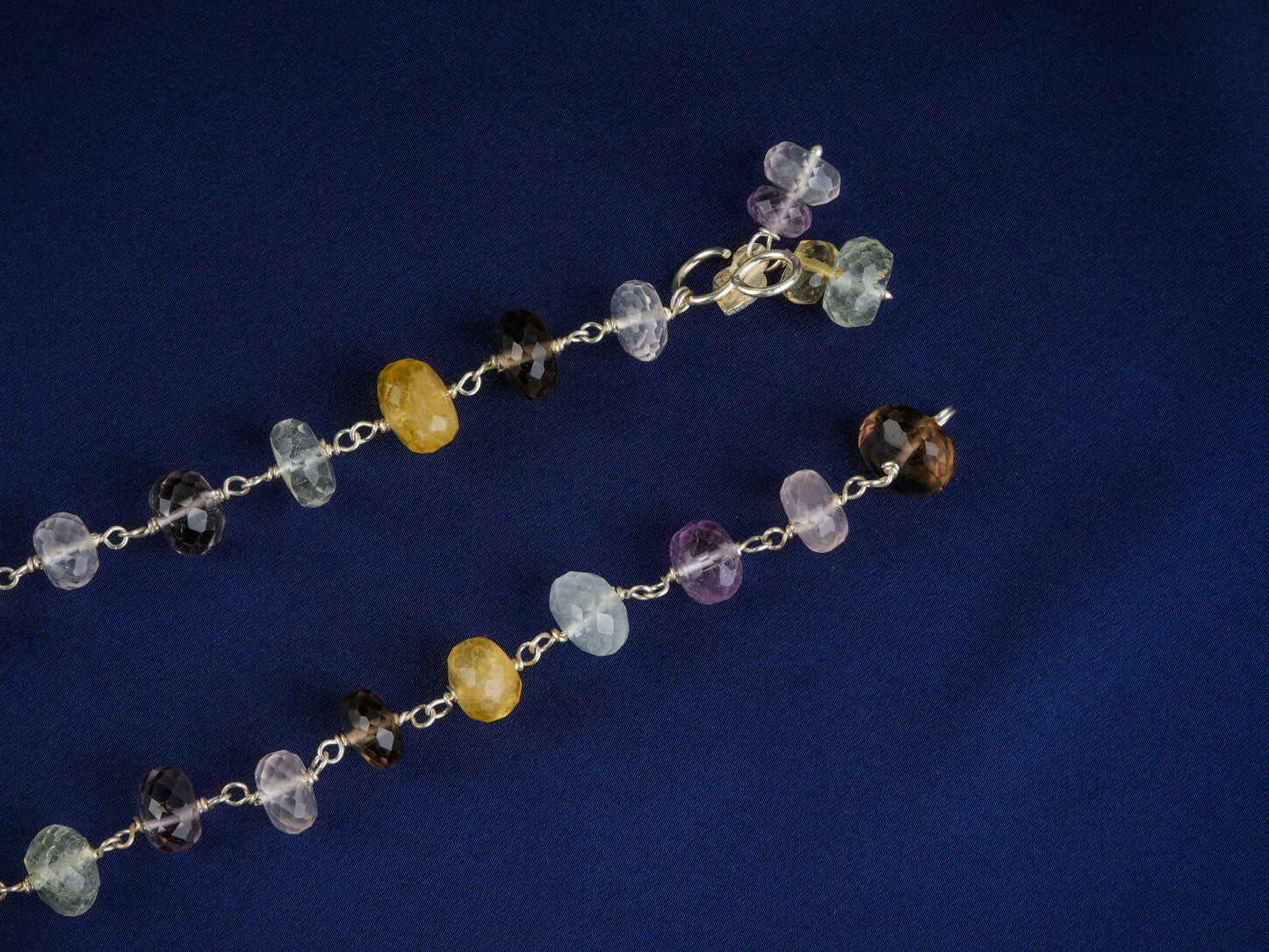 Semi Precious Multi Stone Silver Anklets