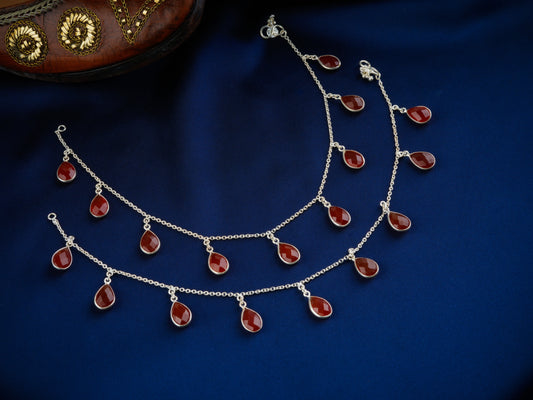 Carnelian Droplets Anklets