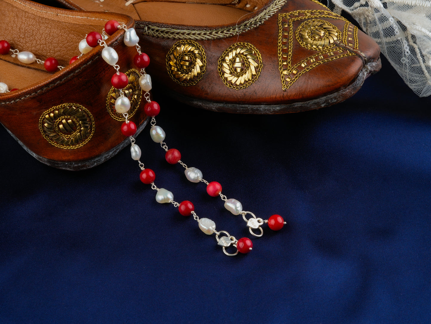 Pearl And Coral Handmade Unique Anklets