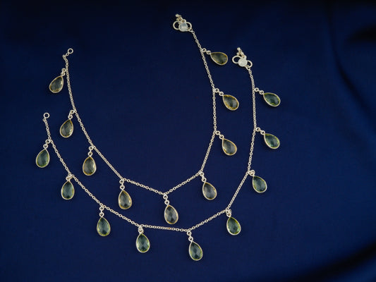 Green Amethyst Droplets Anklets