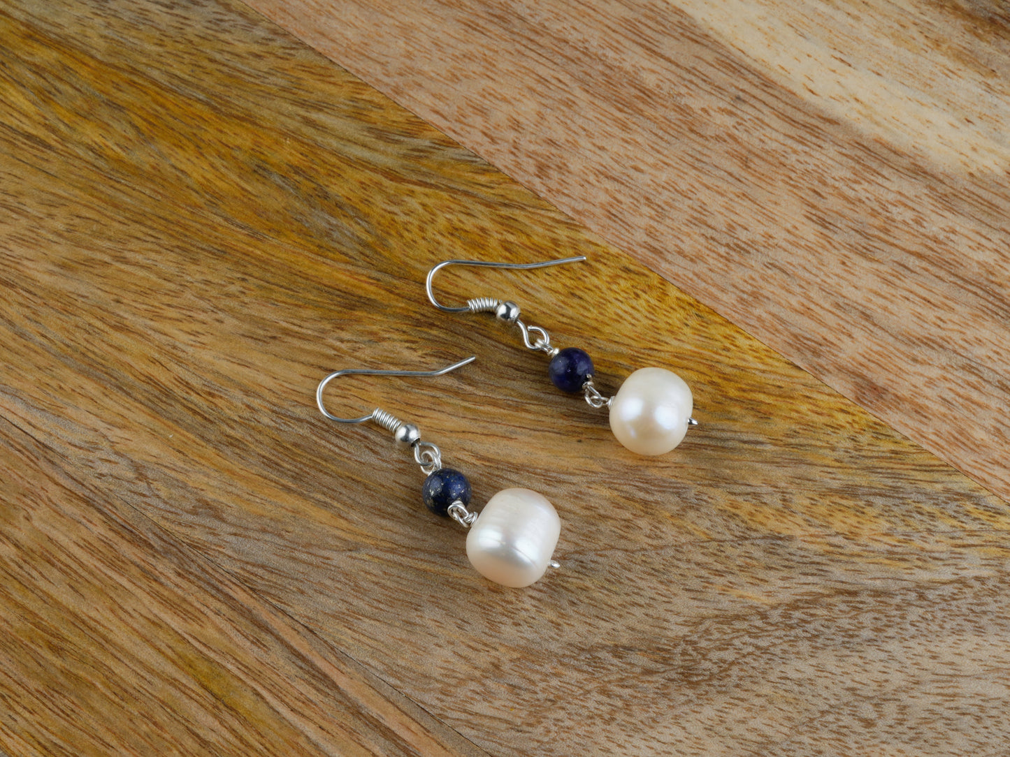 Lapis Lazuli-Pearl Drops