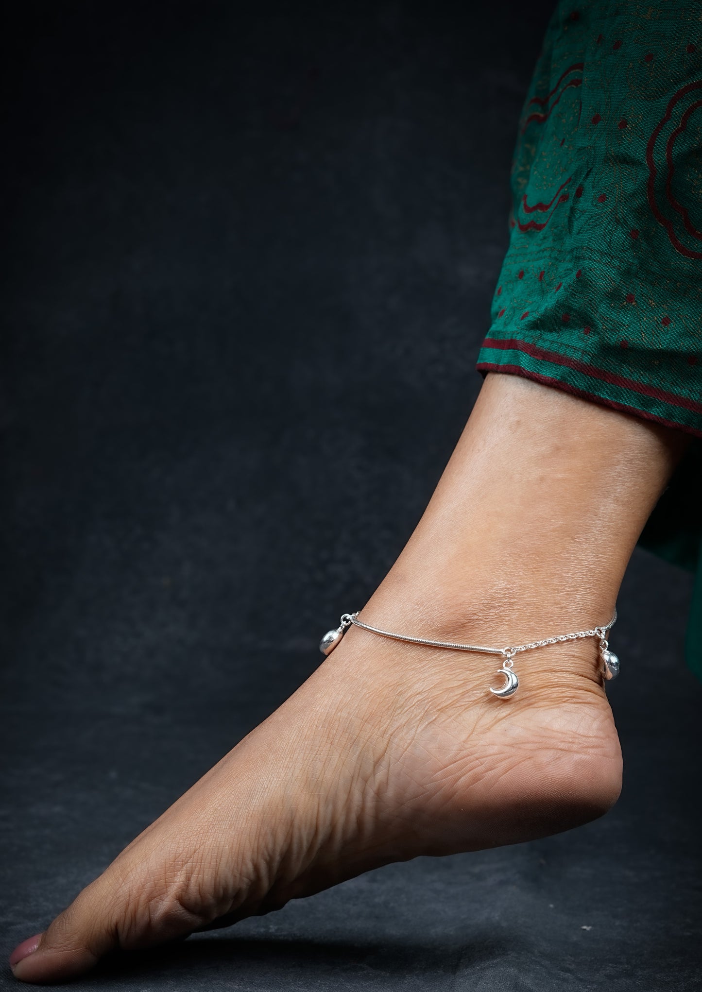 Silver Moons Anklets