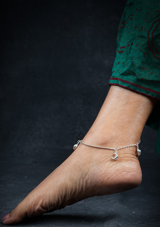 Silver Moons Anklets