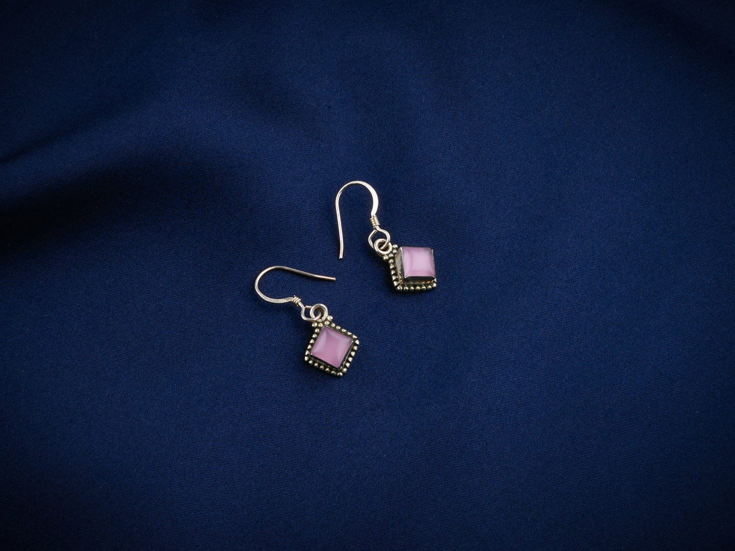 Rose Quartz Square Minimal Earrings