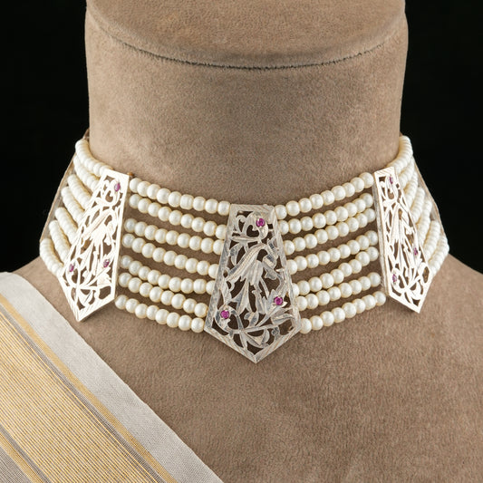 Aisha  Purani Dilli Choker Set (Silver)