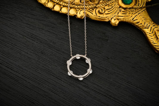 Silver Zircon Ring Necklace