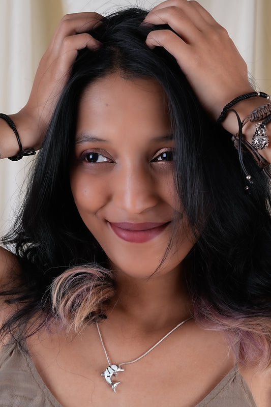 Mystic Wave Opal And Silver Dolphin Pendant