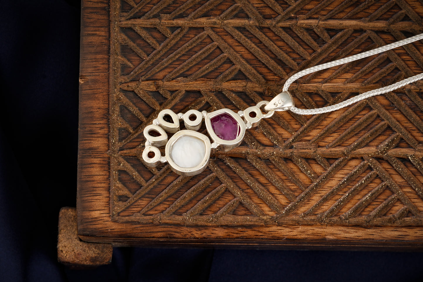 Multi Stone Silver Pendant(3)