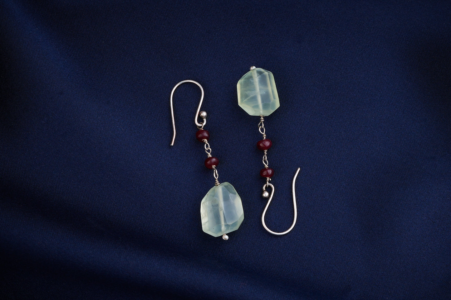 Ruby Fluorite Tumble Silver Earrings