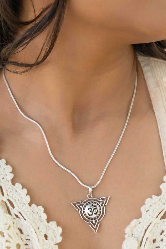 Holy Trinity  Silver Om Pendant