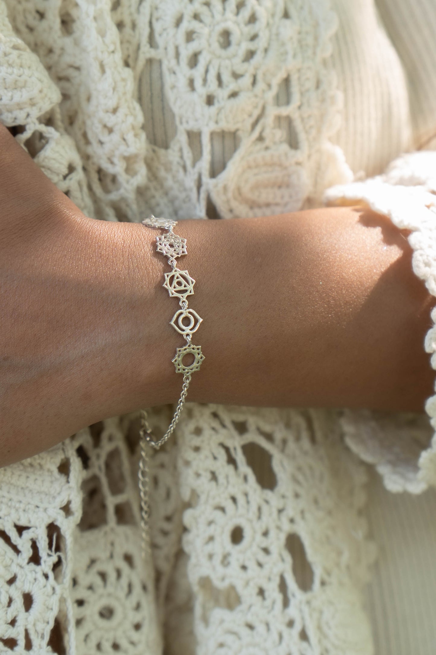 Minimalist Seven Chakra Energy Silver Bracelet