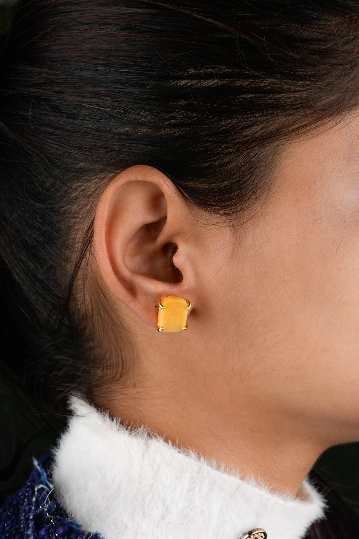 Uncut Yellow Jasper Studs
