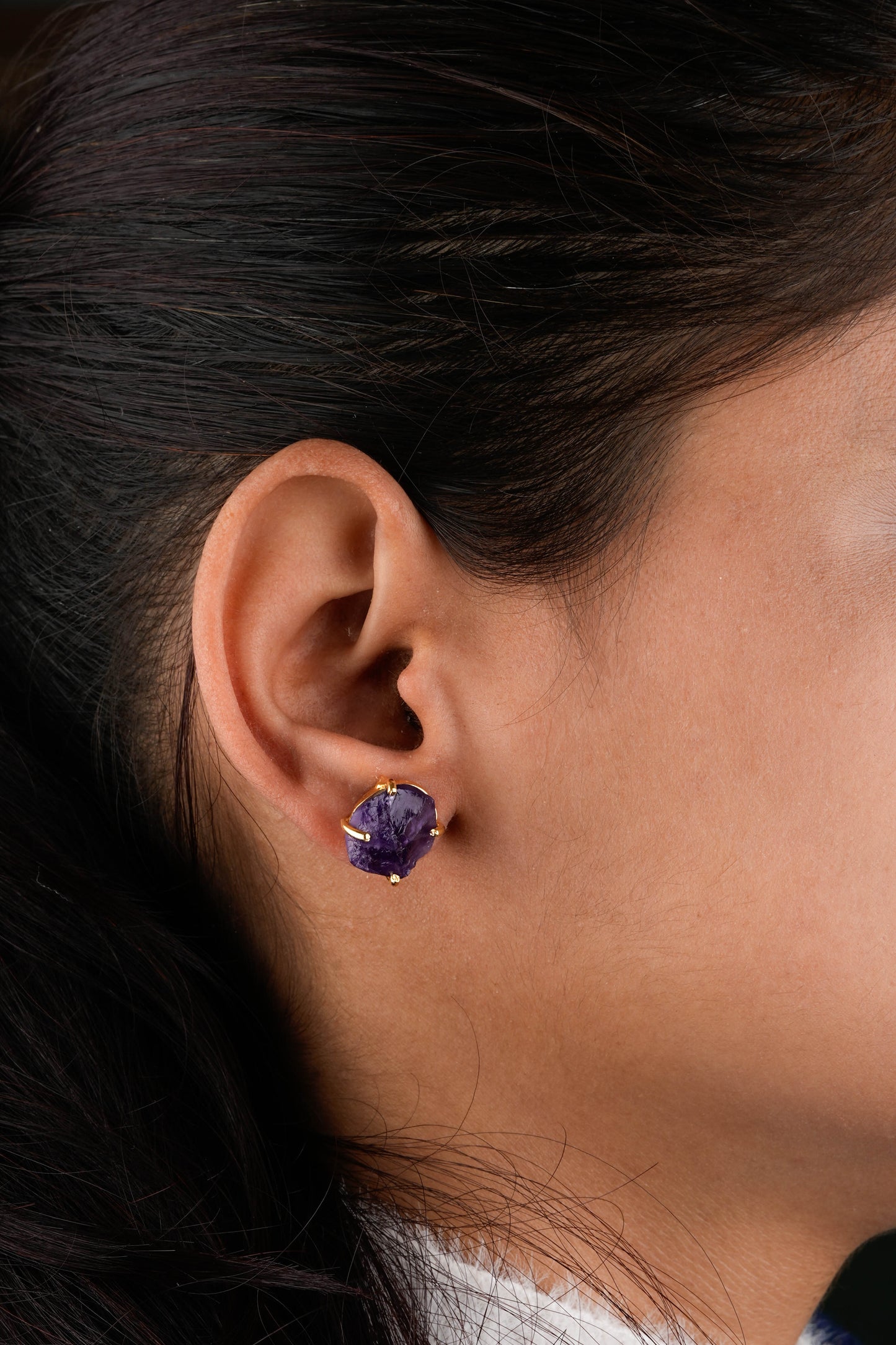Uncut Amethyst Studs