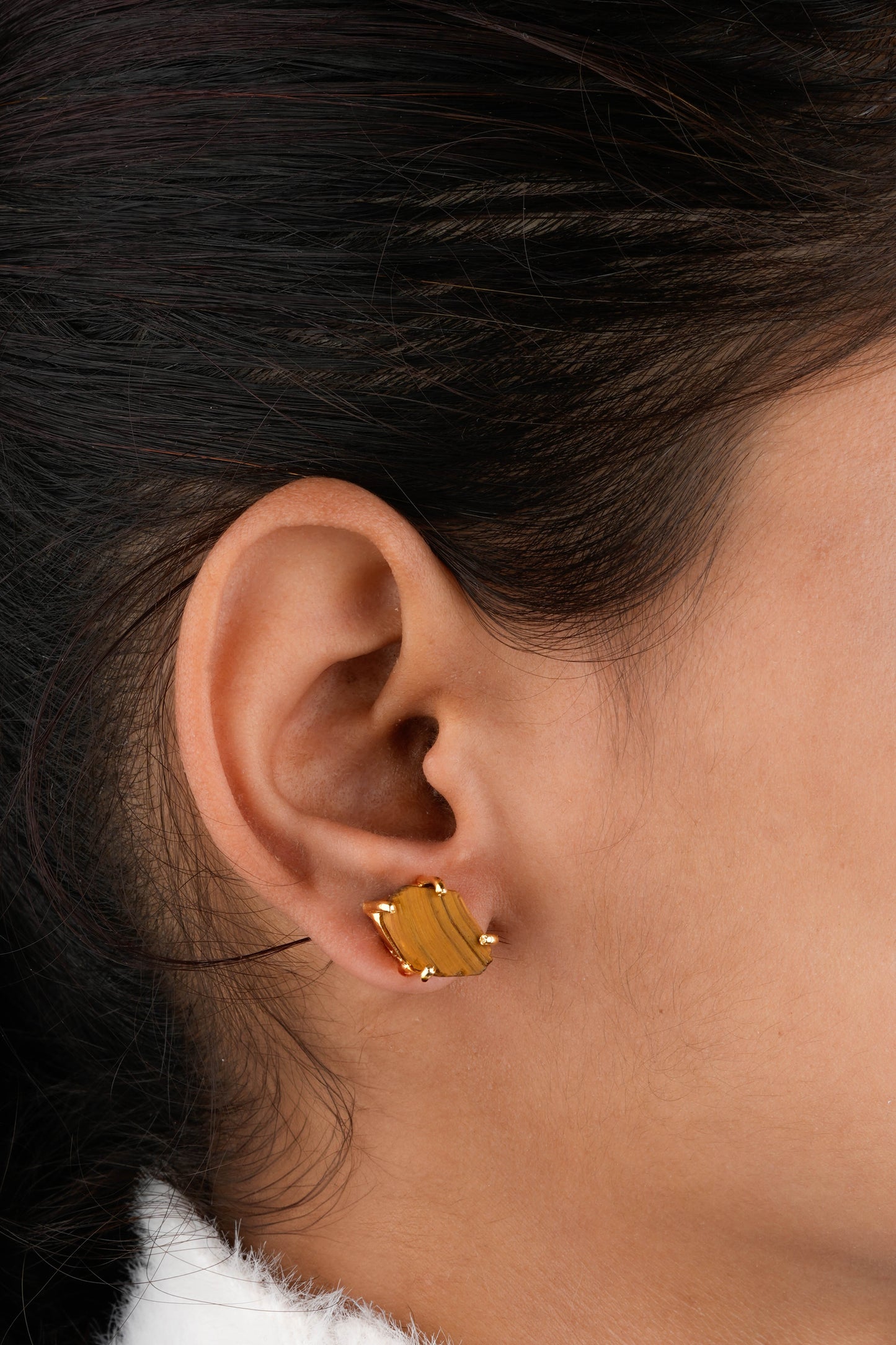 Uncut Tiger Stone Studs