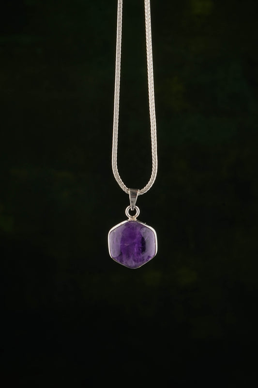 Hexagonal Semiprecious Stone Pendants