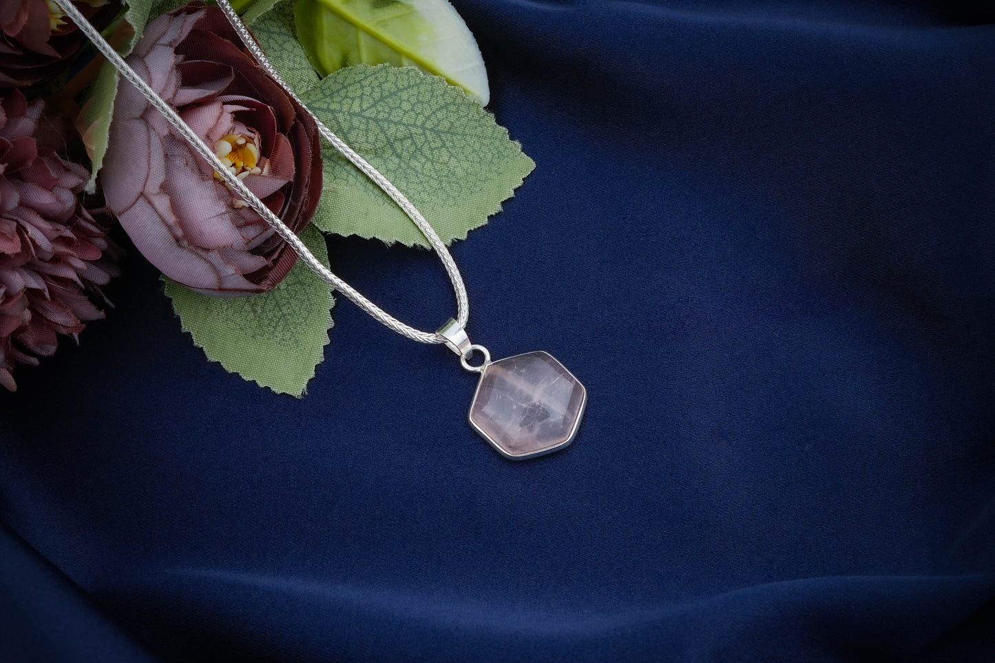 Hexagonal Semiprecious Stone Pendants