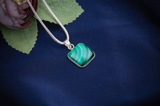 Semiprecious Square Stone Pendants