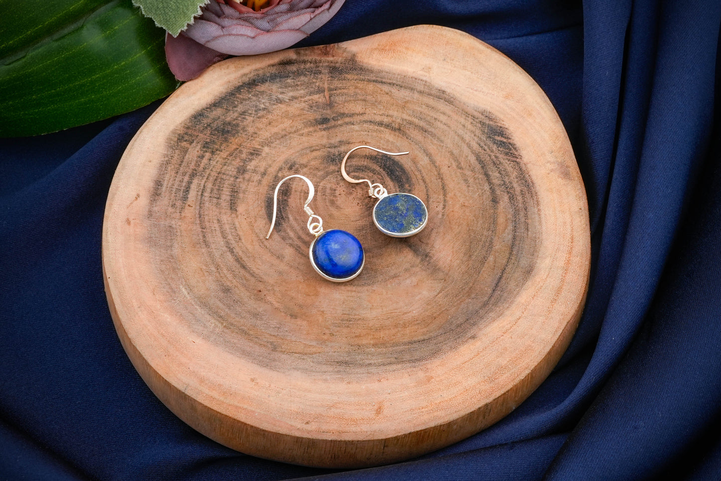 Round Stone Silver Earrings