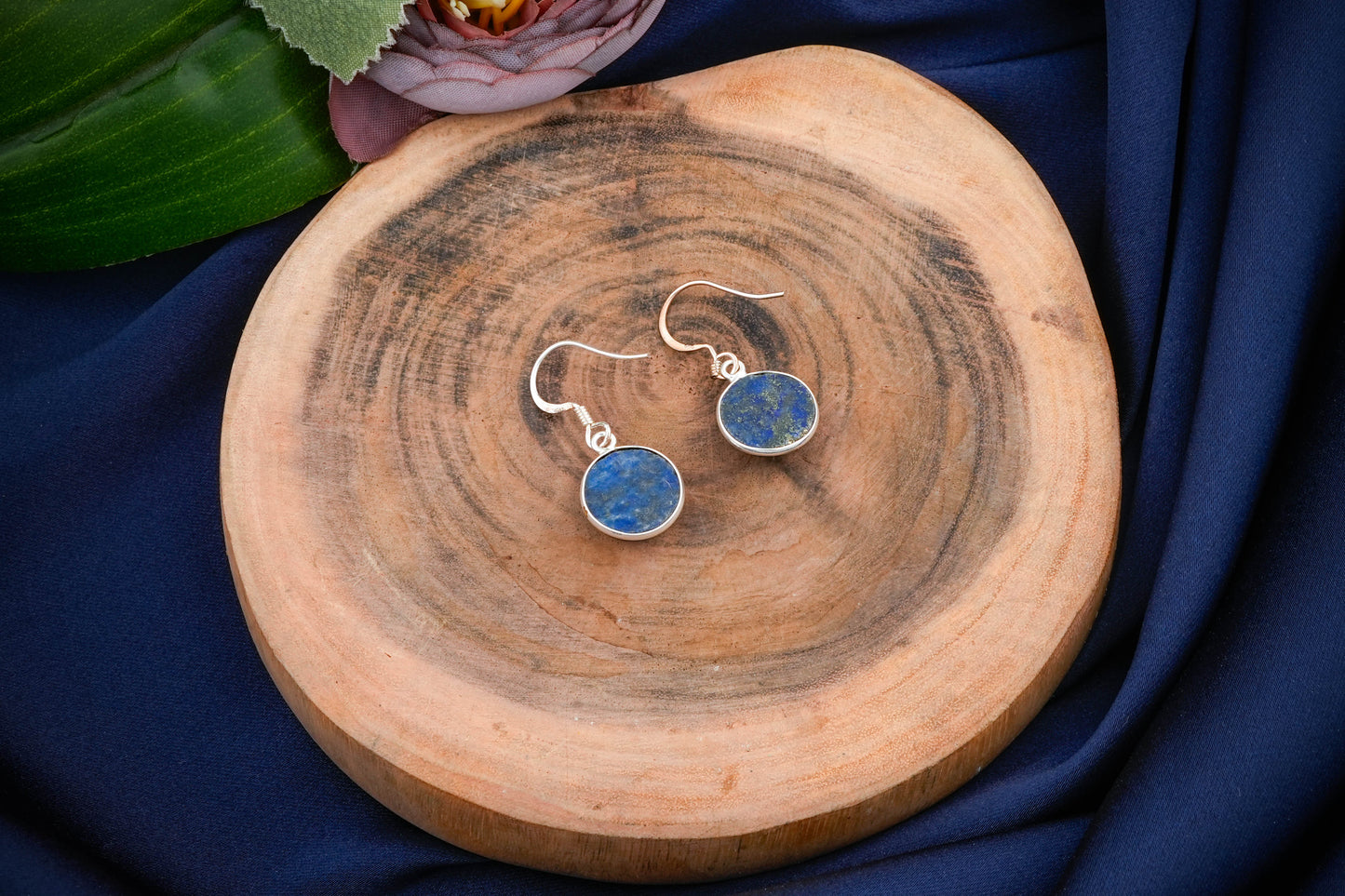 Round Stone Silver Earrings