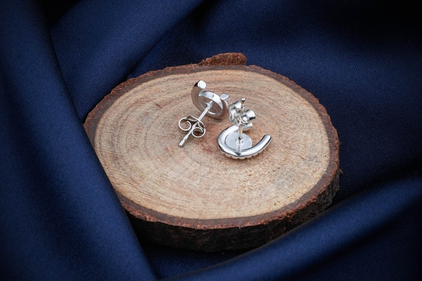Horse Shoe Evil Eye Silver Studs