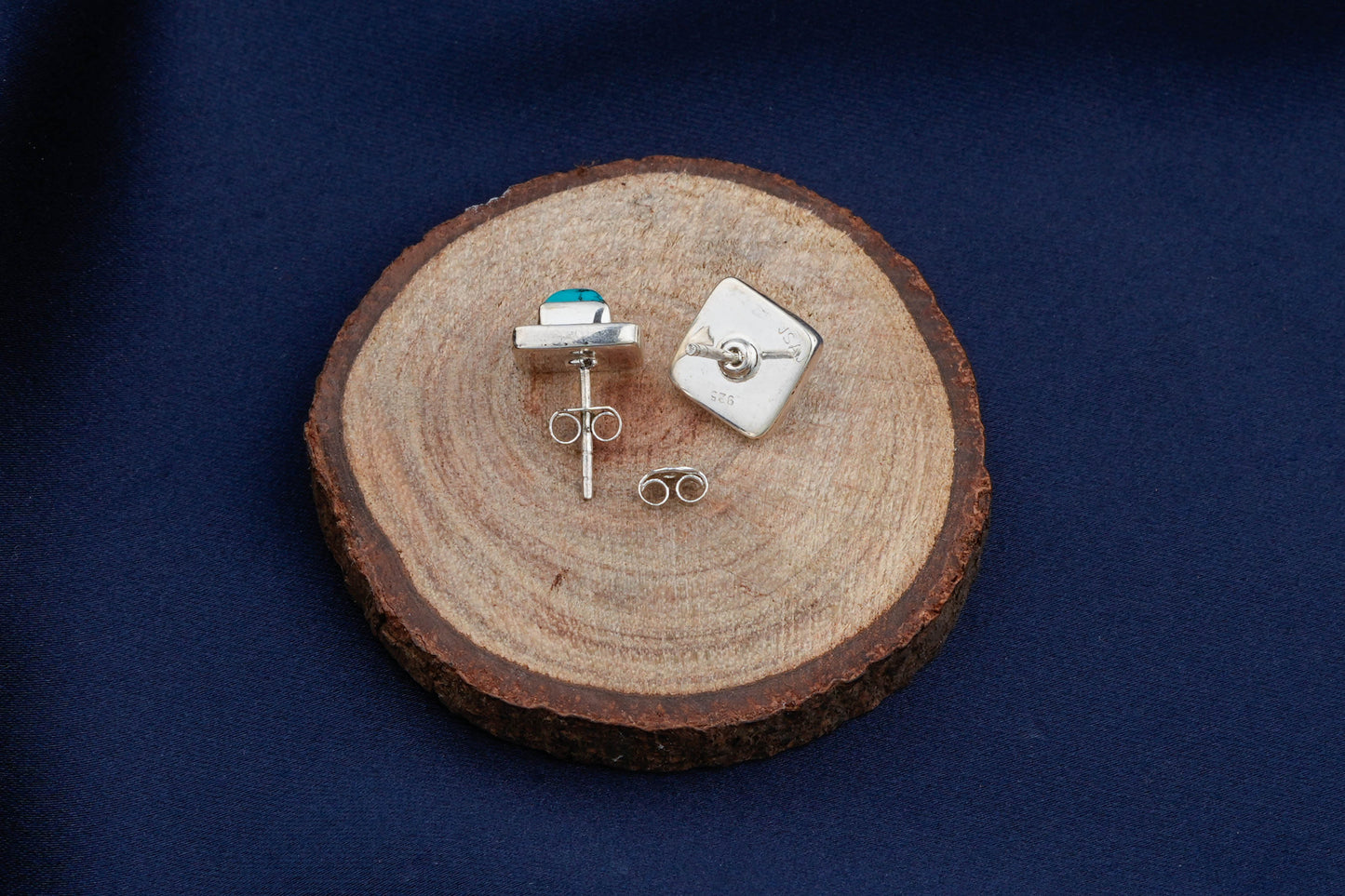 Silver Turquoise Square Studs