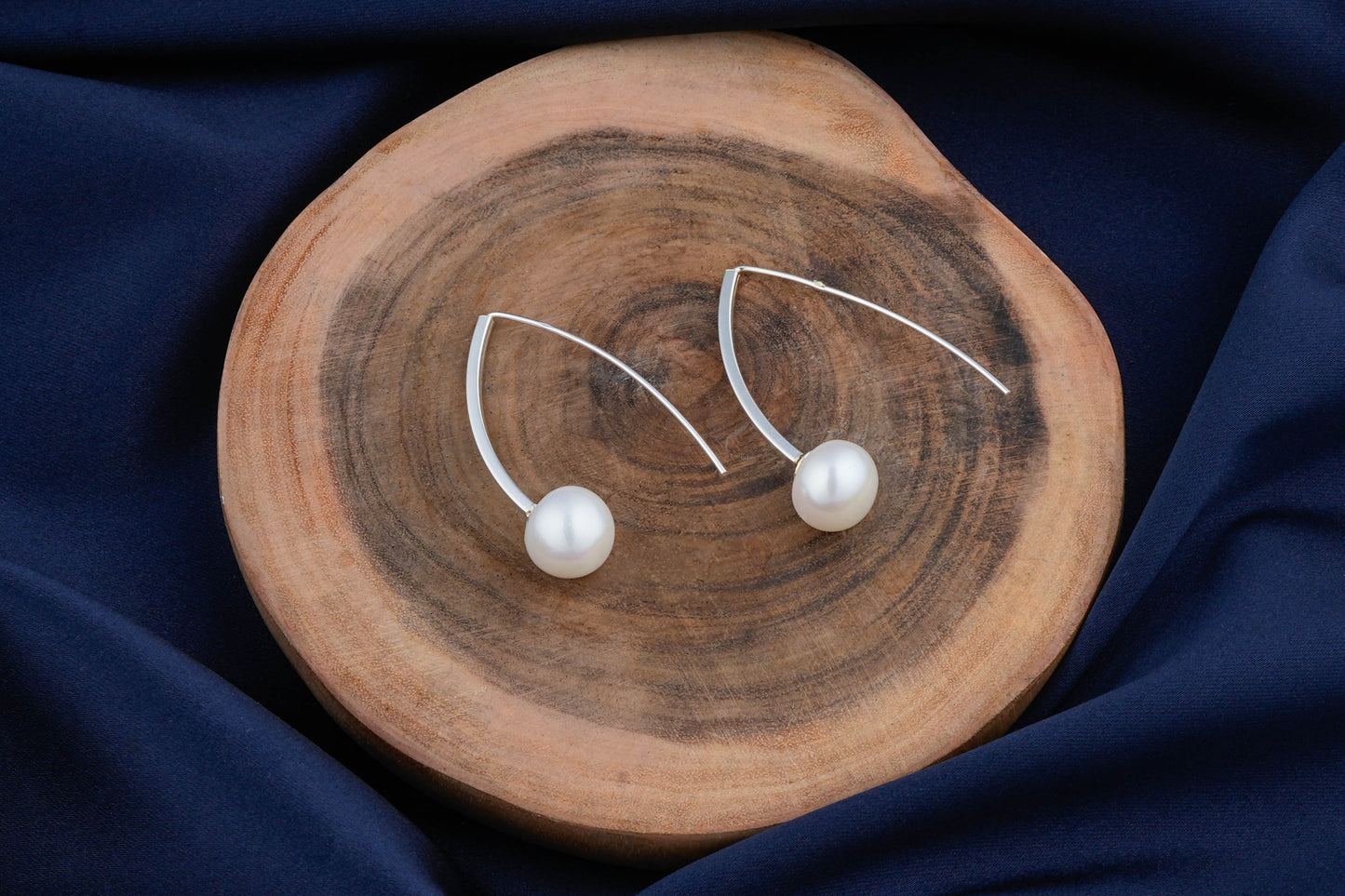 Silver Pearl V danglers