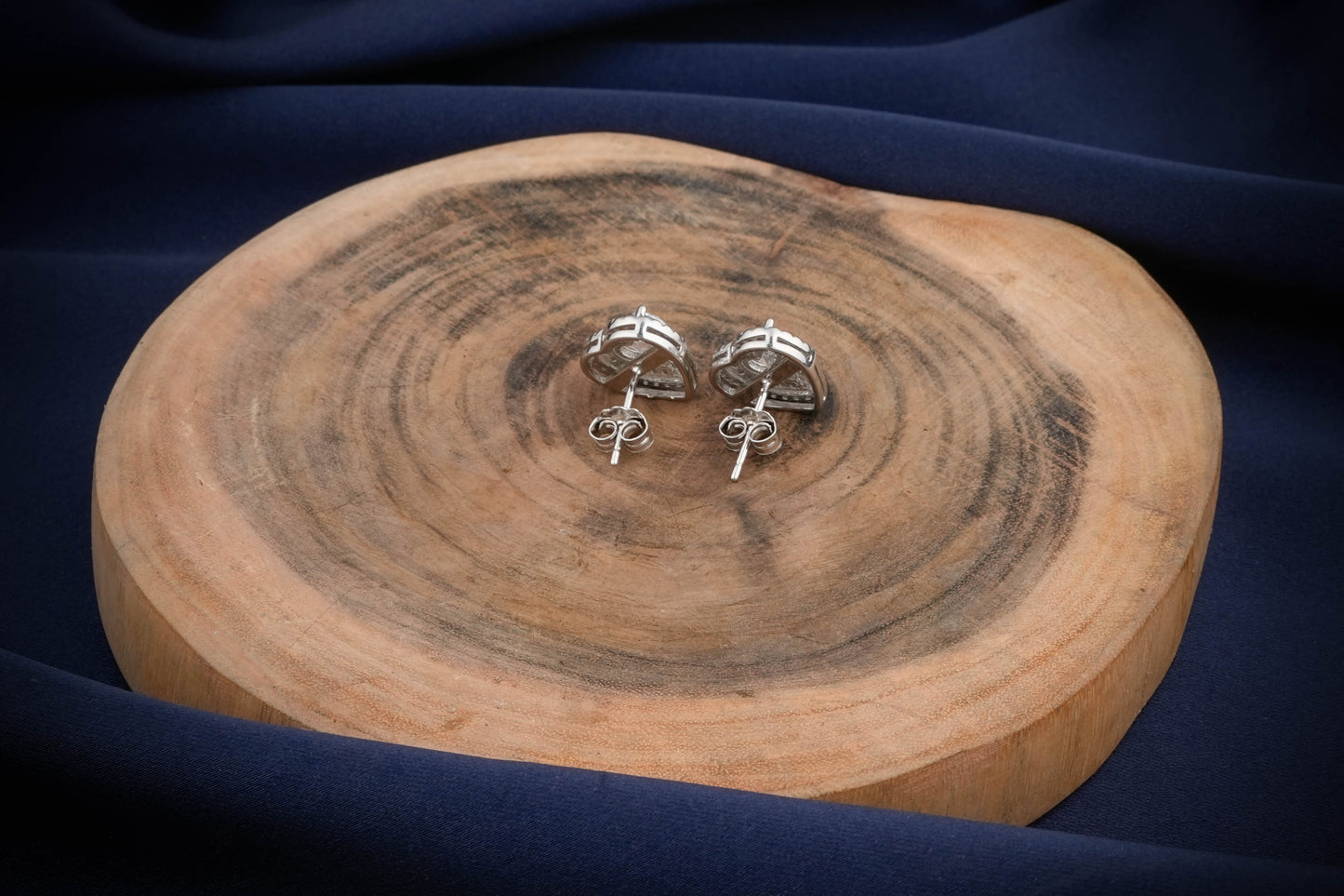 Heart Solitaire Studs In Silver