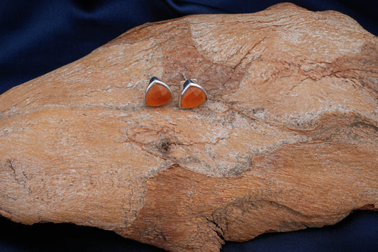 Carnelian Triangle Studs