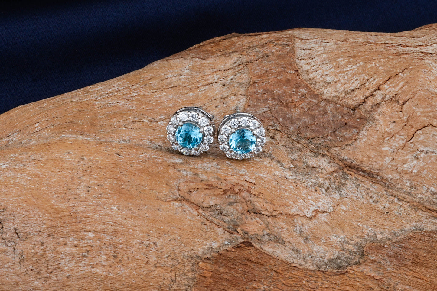 CZ Aquamarine Studs