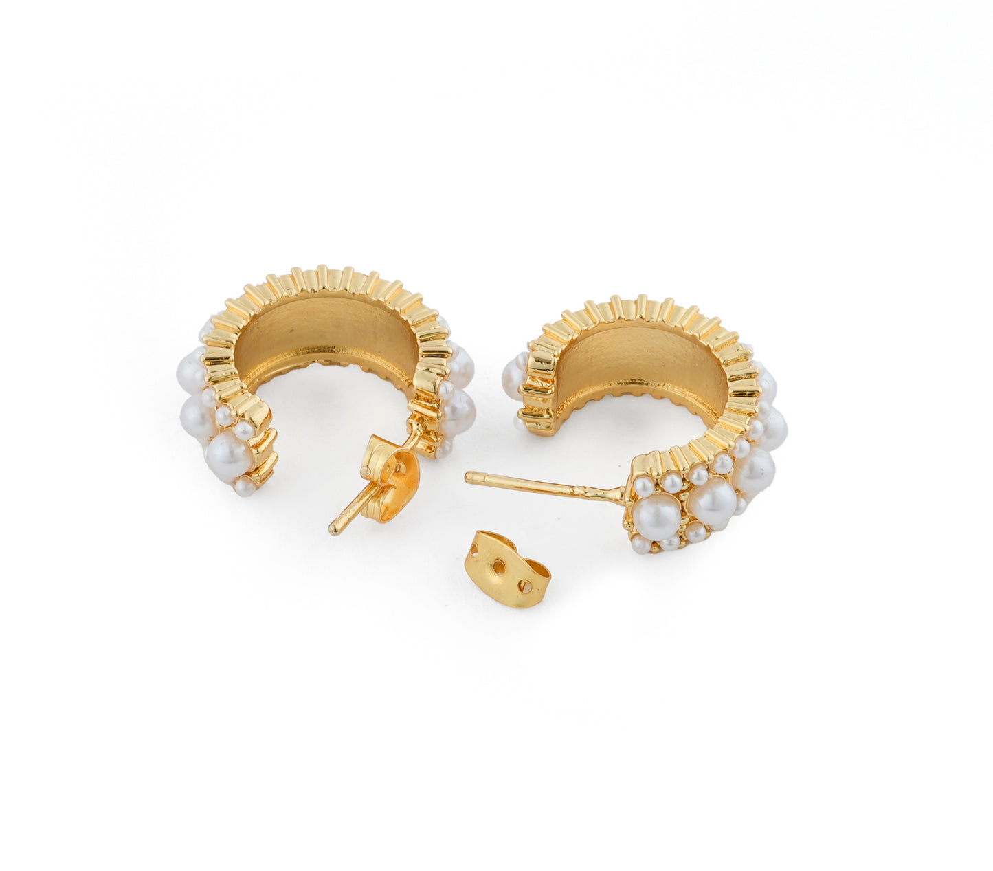 Charming Pearl Half-hoop Earrings