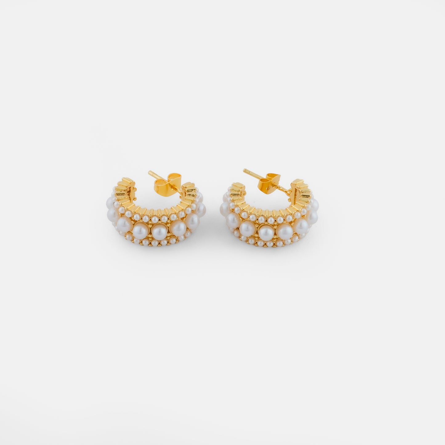 Charming Pearl Half-hoop Earrings