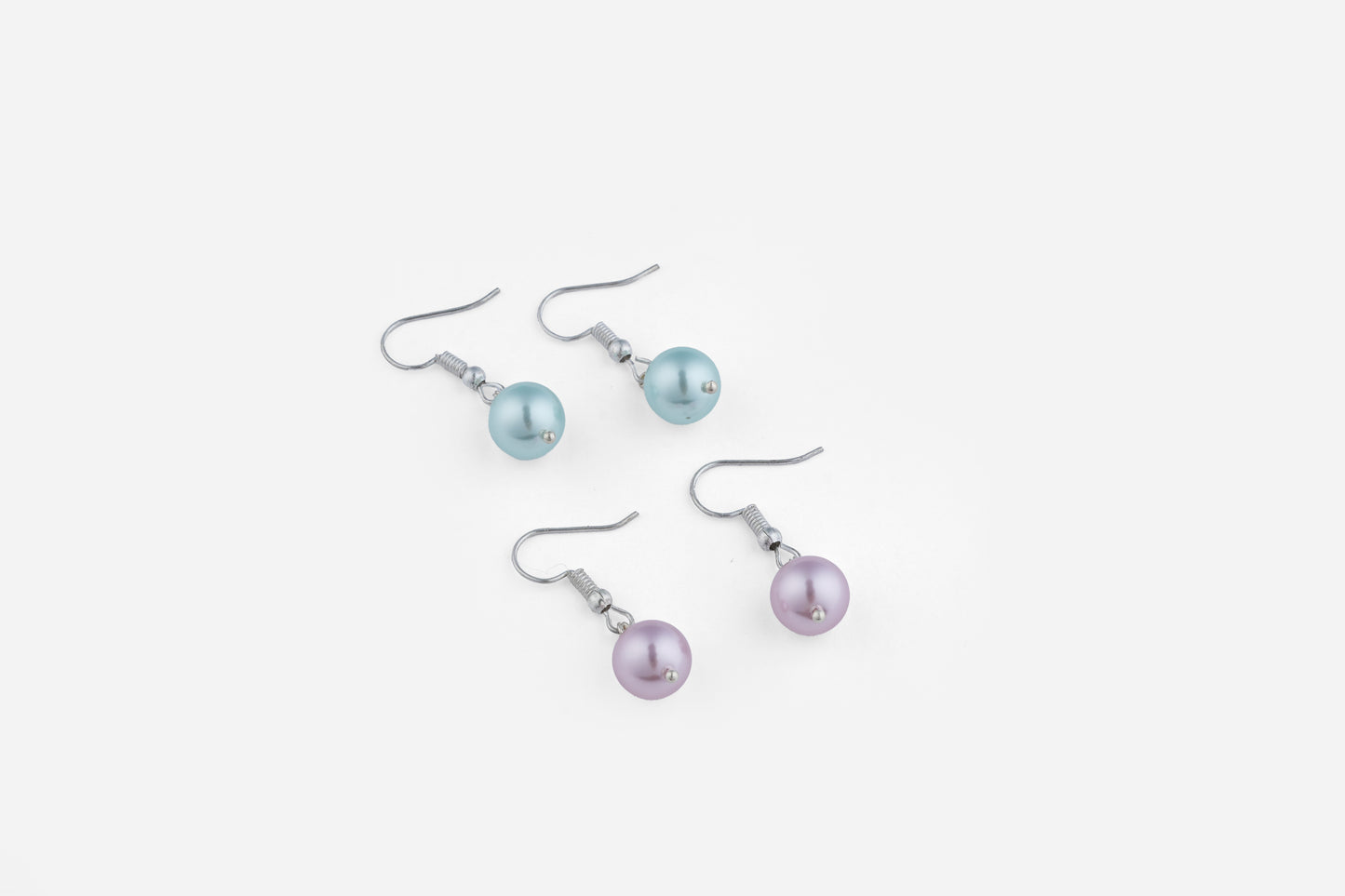 Baby Pink And Powder Blue Pearl Combo Earrings Set
