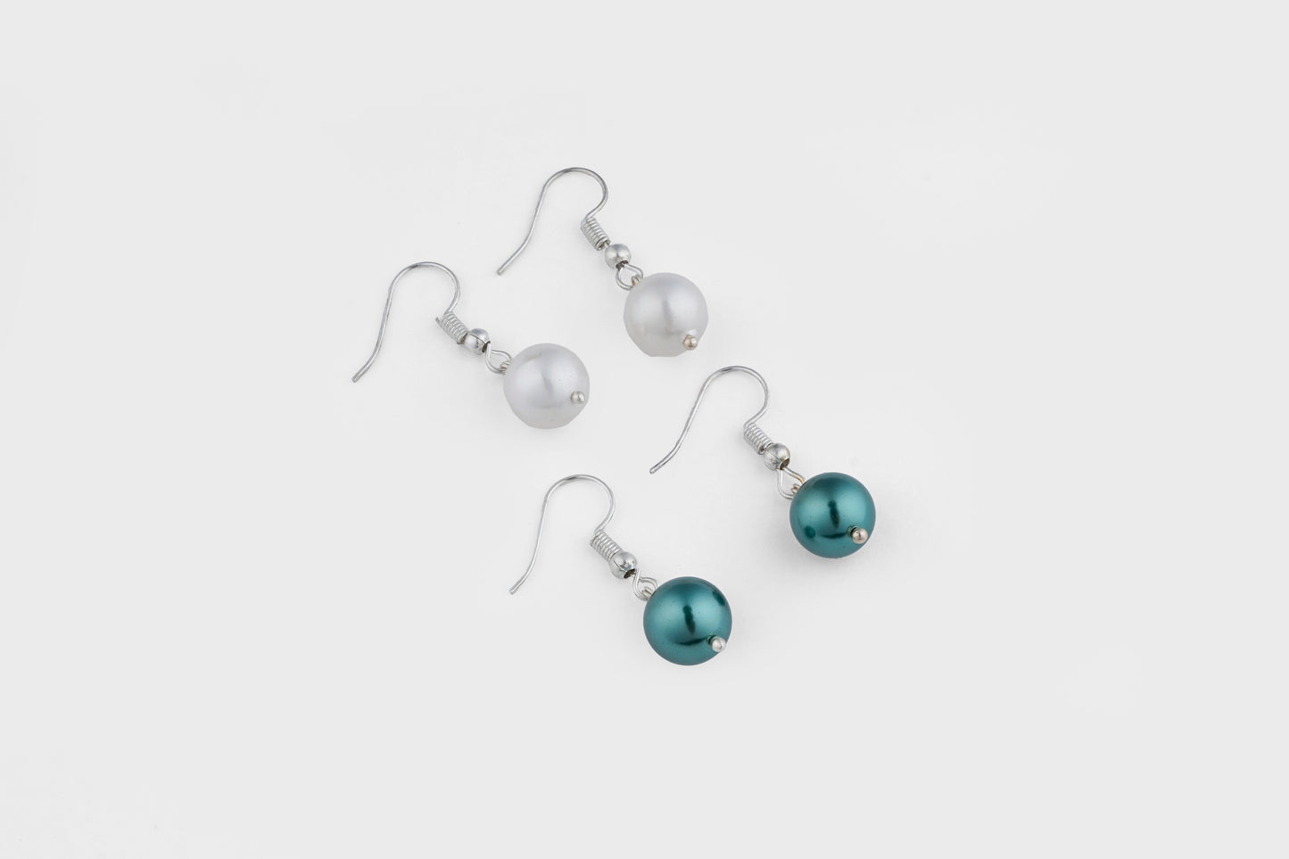 British Green And Ash Grey Pearl Combo Earrings Set
