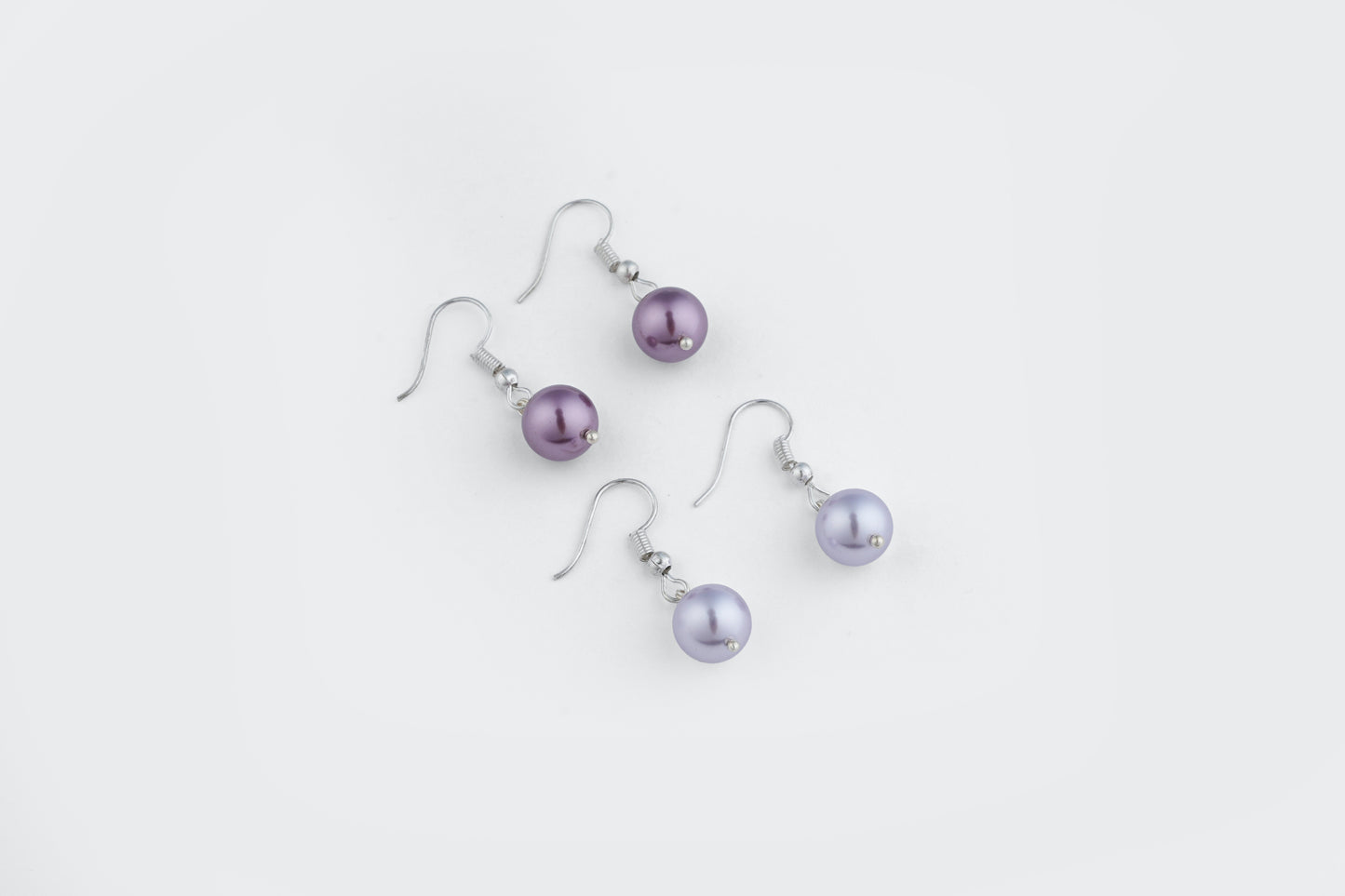 Purple And Violet Pearls Combo Earrings Set