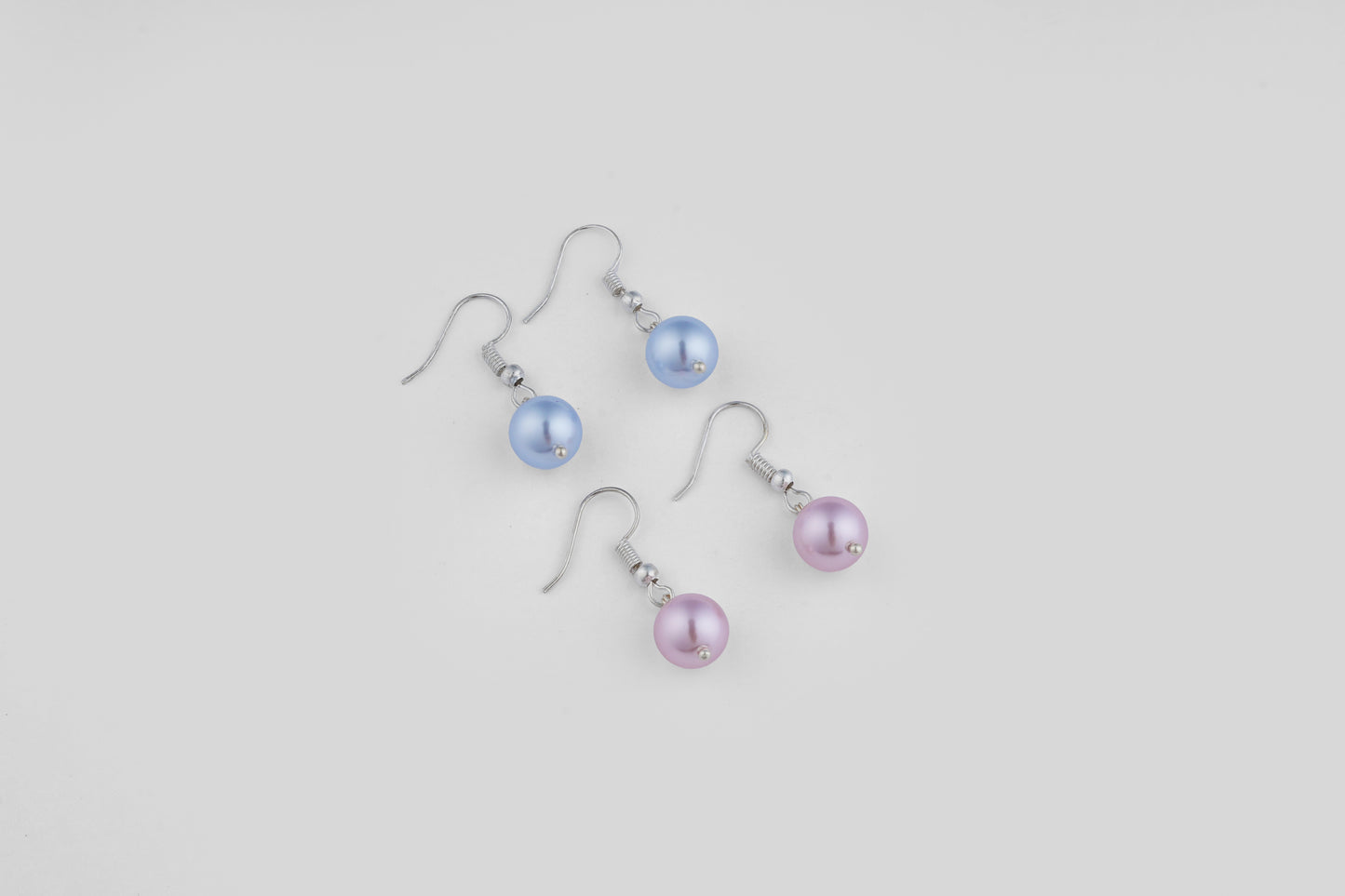 Pink And Blue Pearls Combo Earrings Set