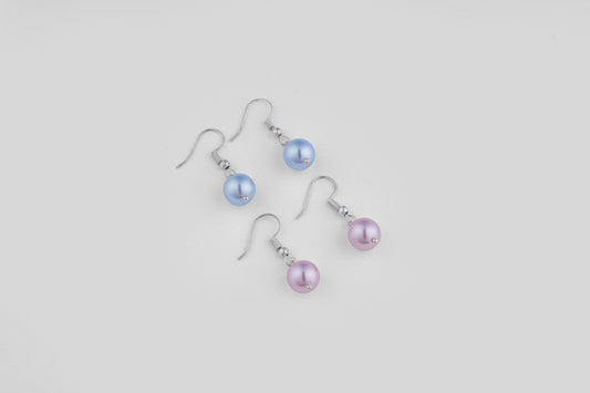 Pink And Blue Pearls Combo Earrings Set